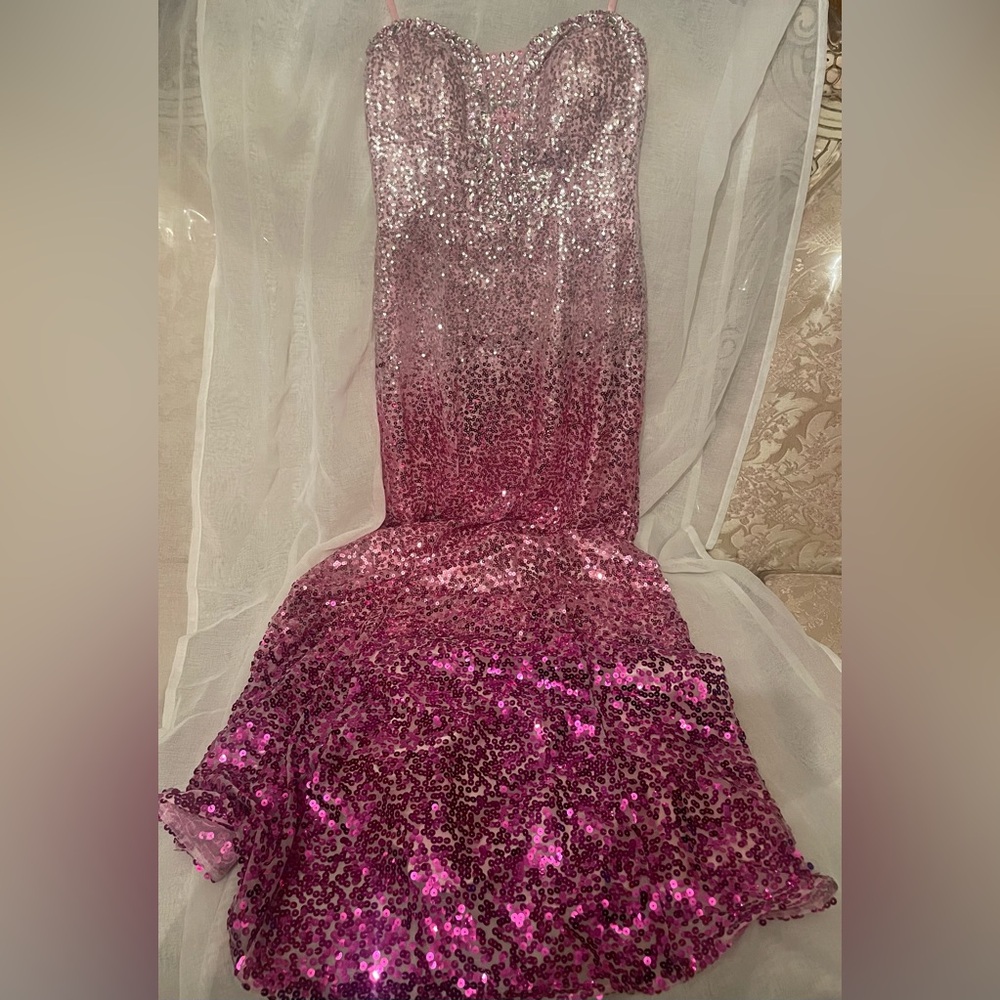 Pink embellished sequin and beaded gown